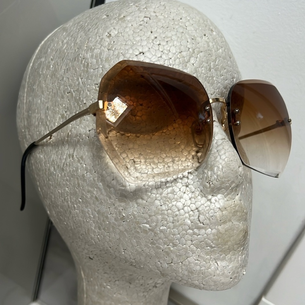 Vintage Beveled Rimless Large Sunglasses Ophthalmic for Prescription as Needed